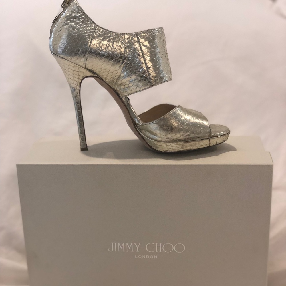 Jimmy Choo Metallic Skin Gold Heeled Sandal